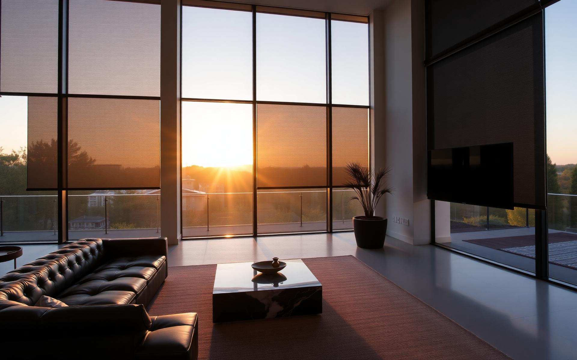 Luxury interior with custom window treatments
